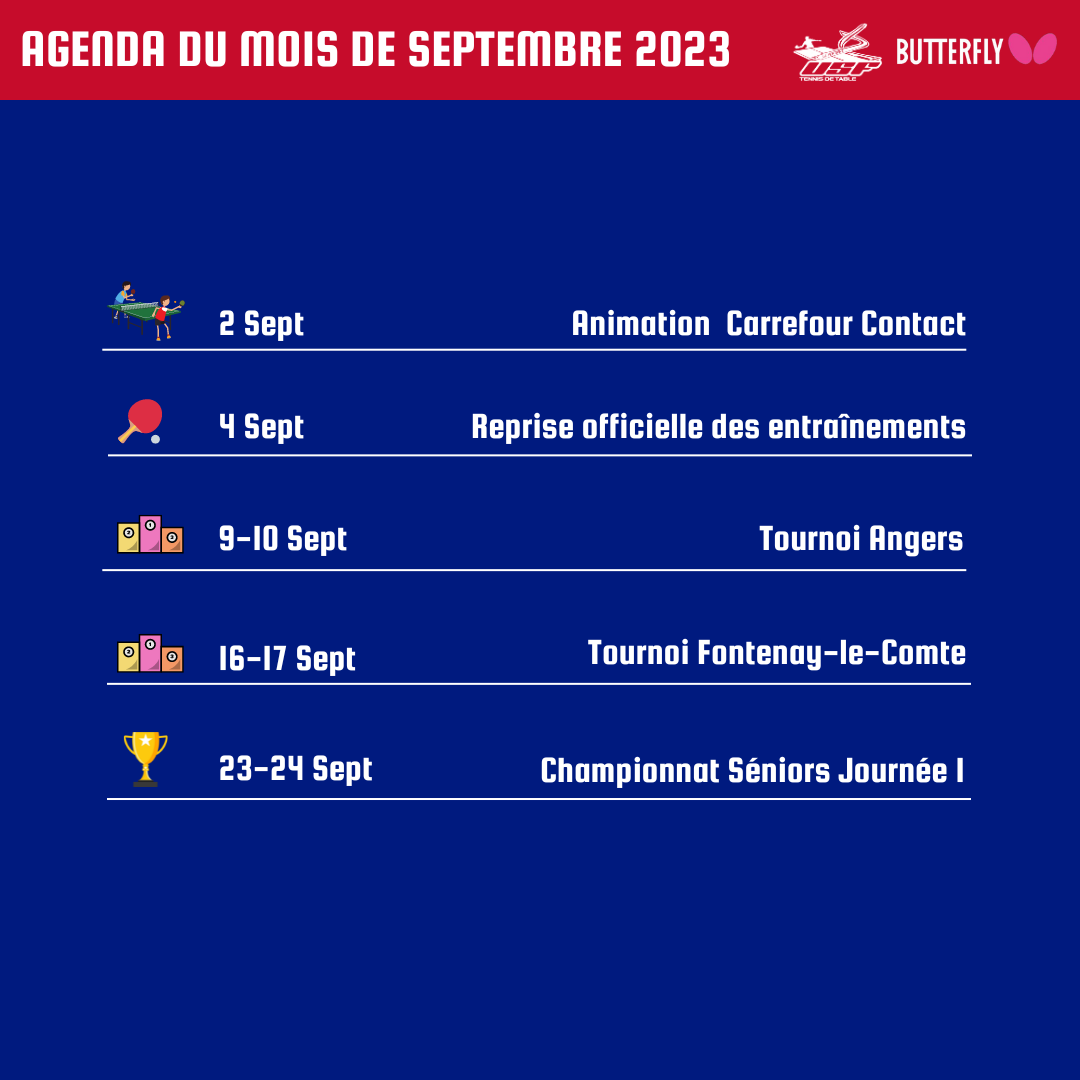 Calendrier du mois de septembre